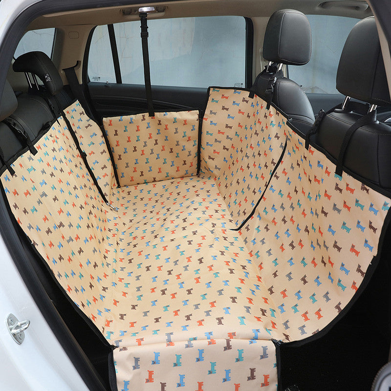 Dog Car Mats, Dog Mats, Golden Retriever Pet Dog Cushions, Rear Car Mats, Waterproof And Dirt-Resistant Car Pet Seat Covers — Beige
