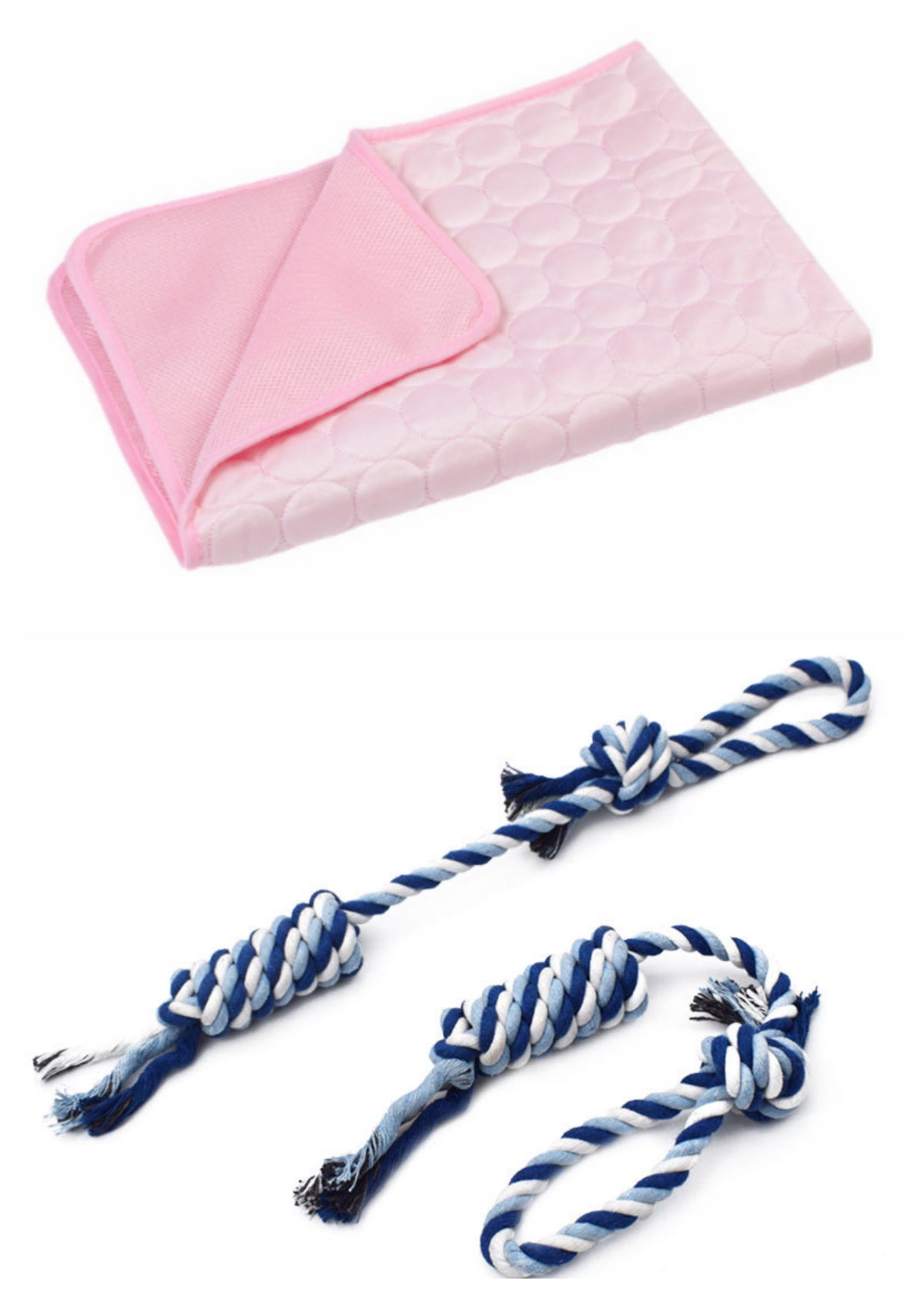 Summer Cooling Pet Sleeping Ice Silk Mat — Pink Set-70x55cm