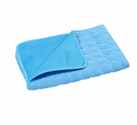 Summer Cooling Pet Sleeping Ice Silk Mat — Dark Blue-40x30cm