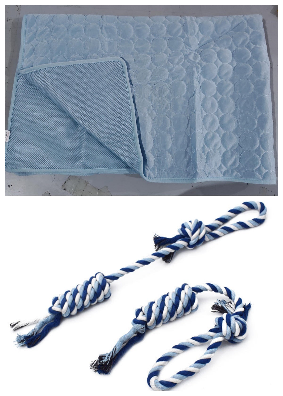 Summer Cooling Pet Sleeping Ice Silk Mat — Light Blue Set-100x70cm