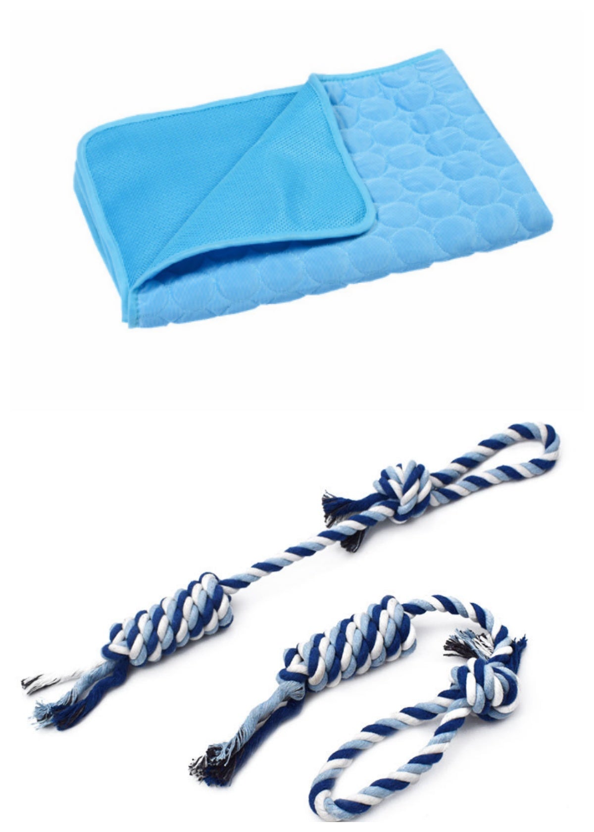 Summer Cooling Pet Sleeping Ice Silk Mat — Dark Blue Set-40x30cm